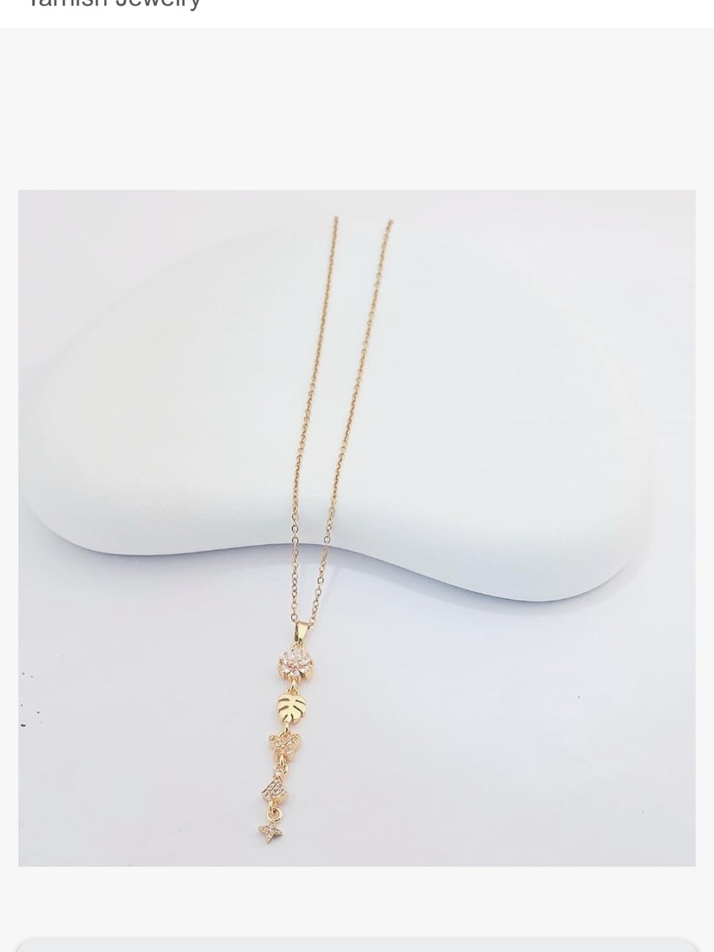 Adina Eden Gold Leaf and Crystal Drop Necklace